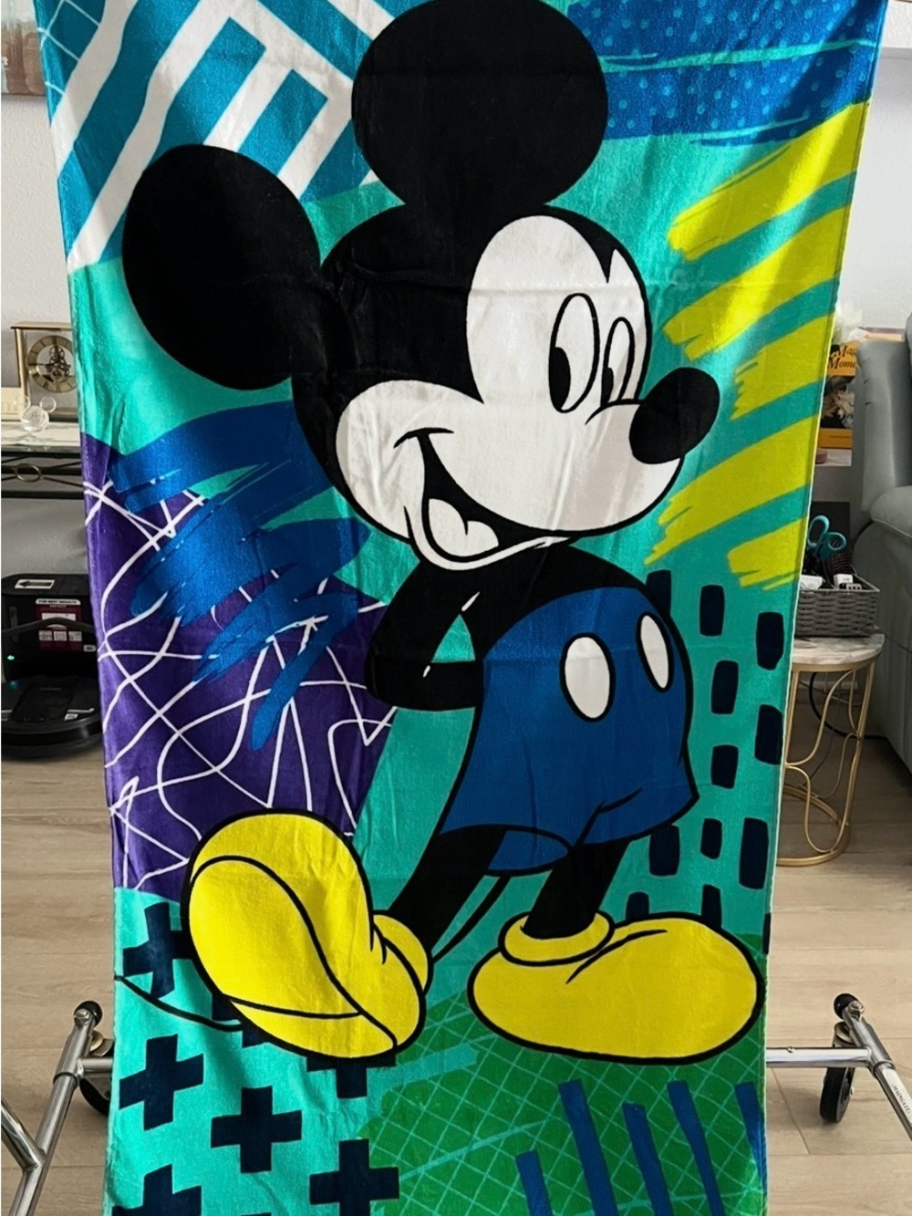 Kohl's Mickey Mouse Teal Blue Yellow Beach Towel